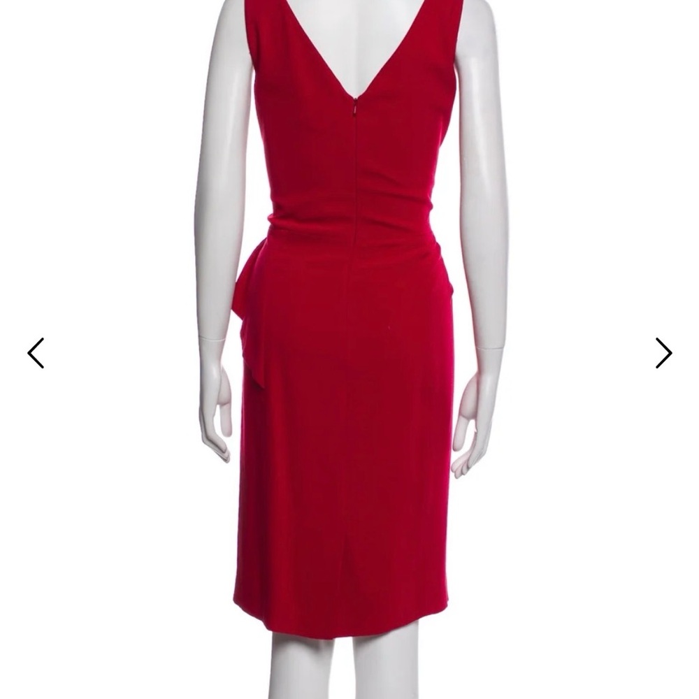 Red V-Neck Ruffle Midi Dress - Picture 2 of 5